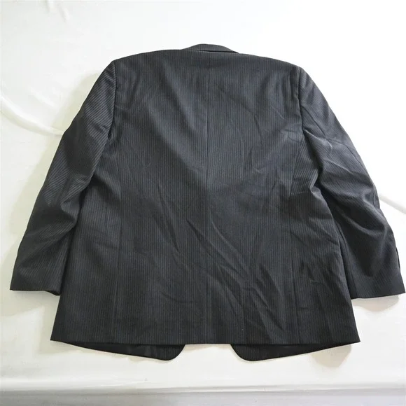 Versini 47R 48R 42x30 Black Striped 100% Wool Mens Jacket Pants Suit